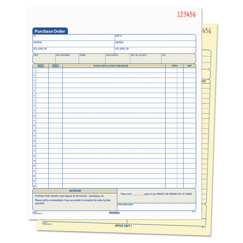 TOPS Purchase Order Book, Two-Part Carbonless,  8.38 x 10.19, 1/Page, 50 Forms