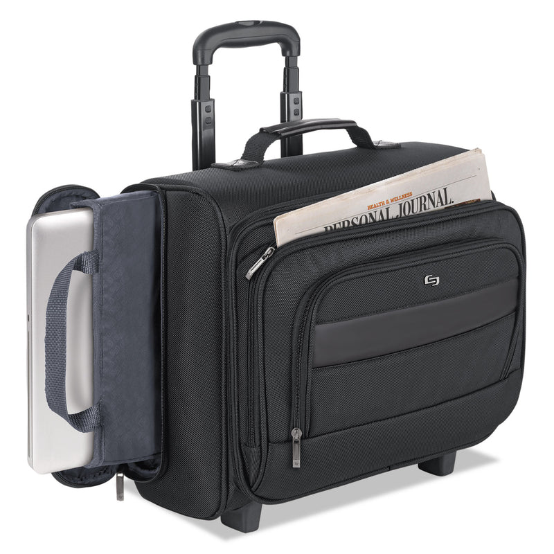 Solo Classic Rolling Overnighter Case, Fits Devices Up to 15.6", Ballistic Polyester, 16.14 x 6.69 x 13.78, Black