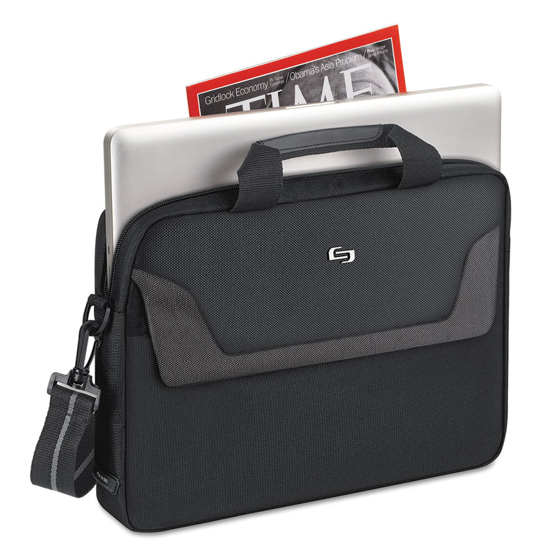 Solo Pro Slim Brief, Fits Devices Up to 14.1", Polyester, 14 x 1.5 x 10.5, Black