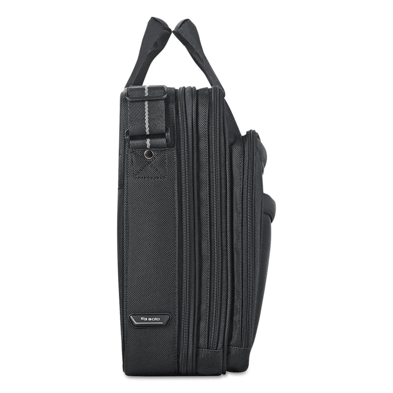 Solo Pro CheckFast Briefcase, Fits Devices Up to 17.3", Polyester, 17 x 5.5 x 13.75, Black