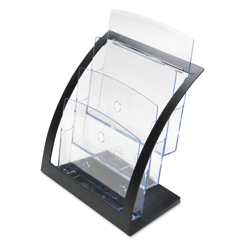 deflecto 3-Tier Literature Holder, Leaflet Size, 11.25w x 6.94d x 13.31h, Black