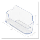 deflecto Horizontal Business Card Holder, Holds 50 Cards, 3.88 x 1.38 x 1.81, Plastic, Clear