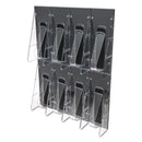 deflecto Stand-Tall 8-Bin Wall-Mount Literature Rack, Leaflet, 18.25w x 3.38d x 23.75h, Clear/Black