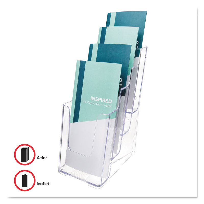 deflecto 4-Compartment DocuHolder, Leaflet Size, 4.88w x 6.13d x 10h, Clear