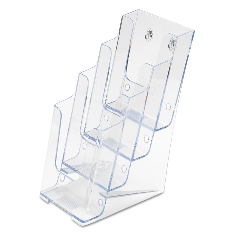 deflecto 4-Compartment DocuHolder, Leaflet Size, 4.88w x 6.13d x 10h, Clear