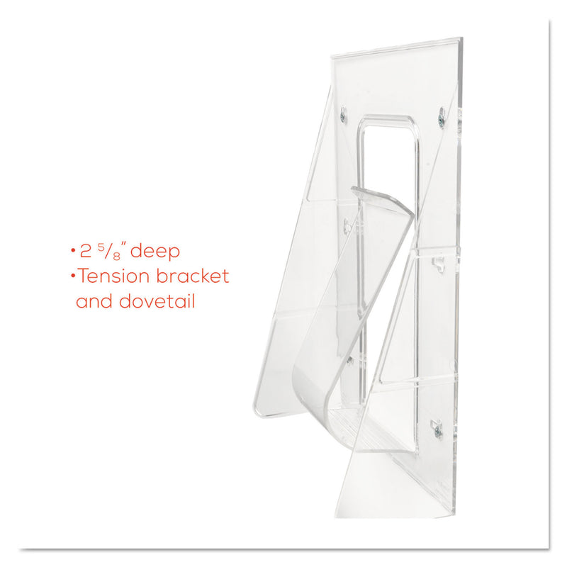 deflecto Stand-Tall Wall-Mount Literature Rack, Leaflet, 4.56w x 3.25d x 11.88h, Clear