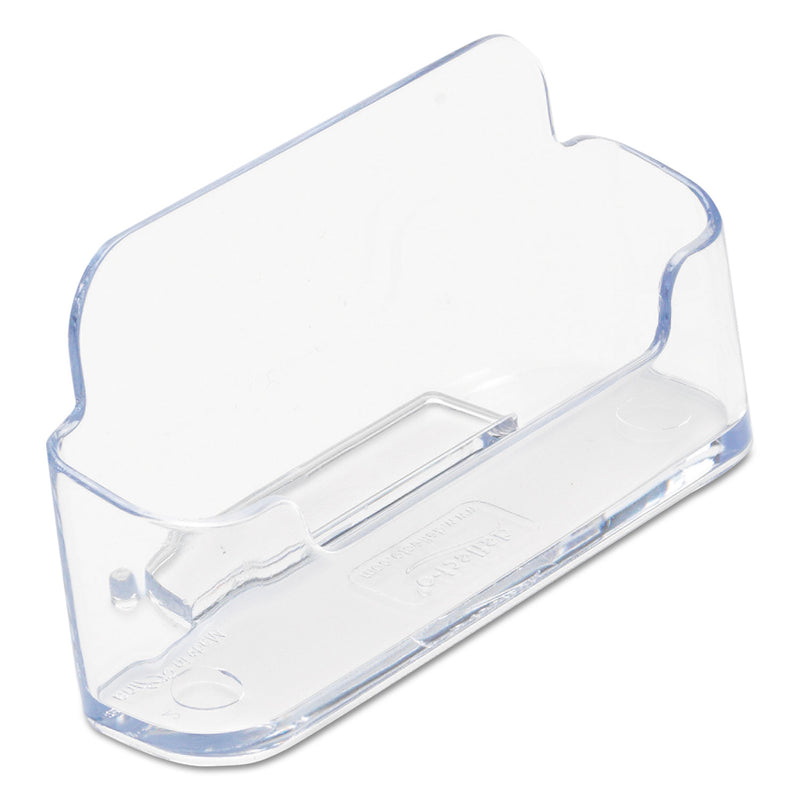deflecto Horizontal Business Card Holder, Holds 50 Cards, 3.88 x 1.38 x 1.81, Plastic, Clear