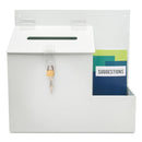 deflecto Suggestion Box Literature Holder with Locking Top, 13.75 x 3.63 x 13.94, Plastic, White