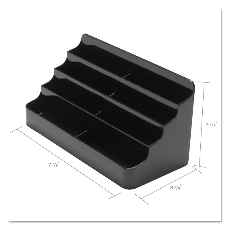 deflecto 8-Tier Recycled Business Card Holder, Holds 400 Cards, 7.88 x 3.88 x 3.38, Plastic, Black