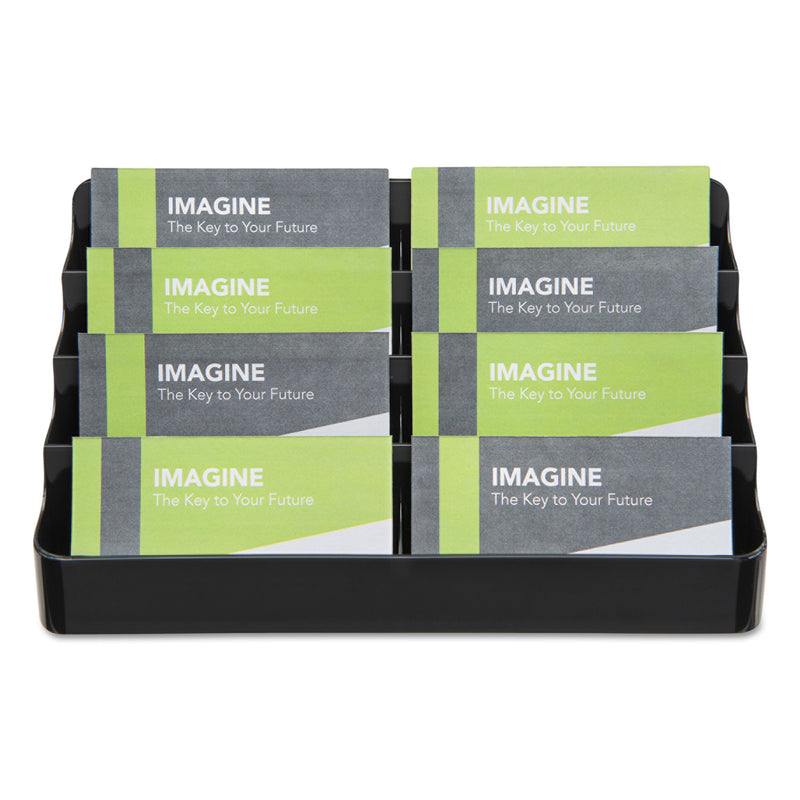 deflecto 8-Tier Recycled Business Card Holder, Holds 400 Cards, 7.88 x 3.88 x 3.38, Plastic, Black