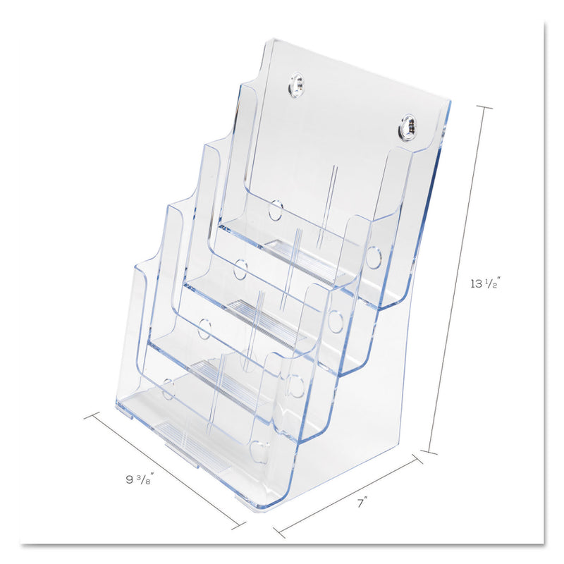 deflecto 4-Compartment DocuHolder, Magazine Size, 9.38w x 7d x 13.63h, Clear