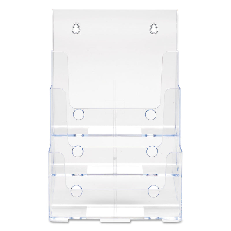 deflecto 3-Compartment DocuHolder, Magazine Size, 9.5w x 6.25d x 12.63, Clear