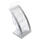 deflecto 3-Tier Literature Holder, Leaflet Size, 6.75w x 6.94d x 13.31h, Silver
