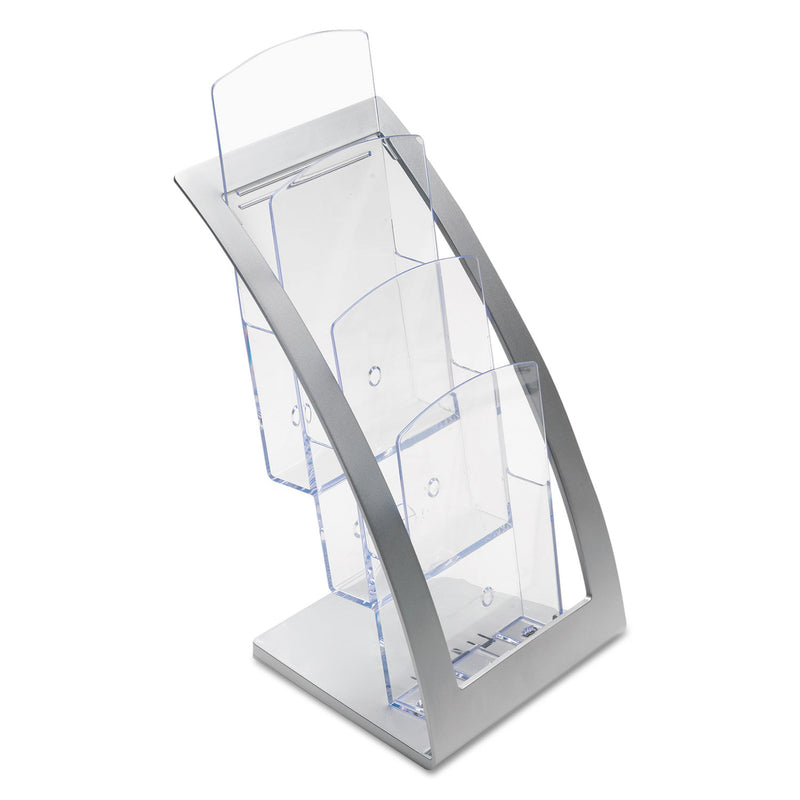 deflecto 3-Tier Literature Holder, Leaflet Size, 6.75w x 6.94d x 13.31h, Silver