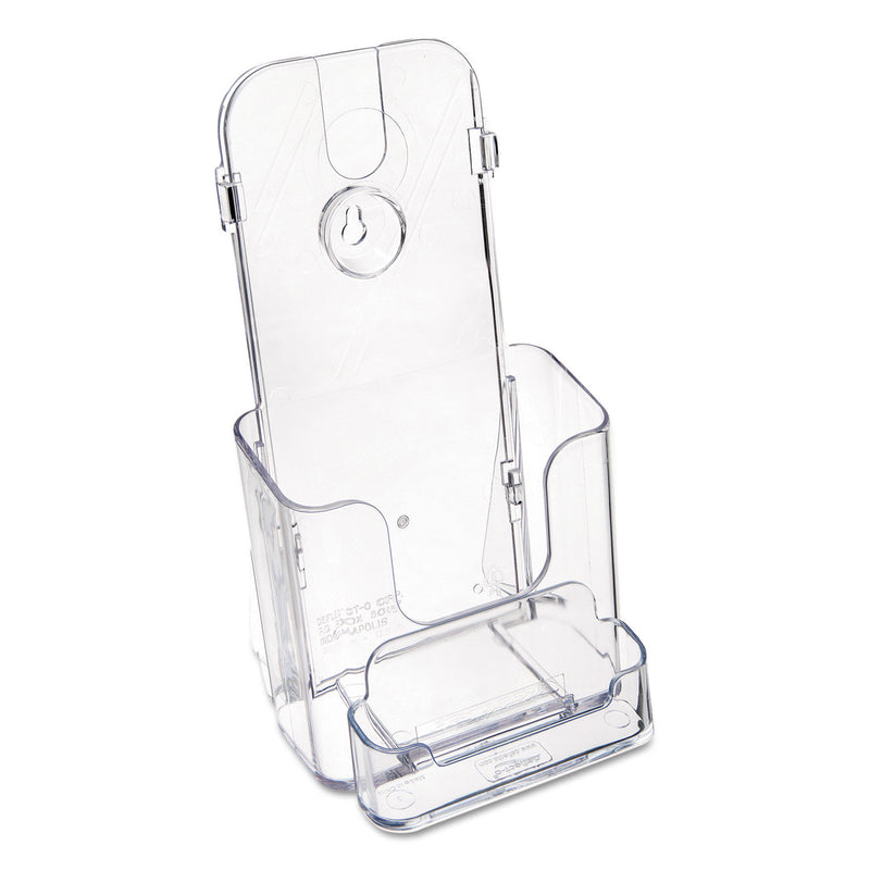 deflecto DocuHolder for Countertop/Wall-Mount w/Card Holder, 4.38w x 4.25d x 7.75h, Clear