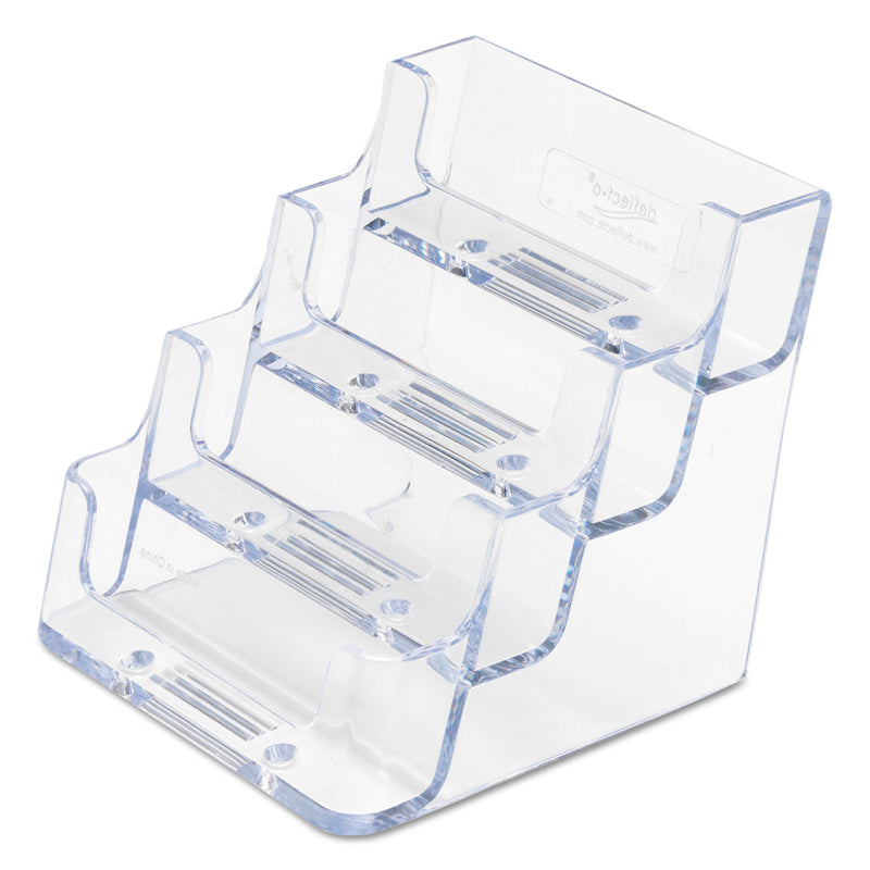deflecto 4-Pocket Business Card Holder, Holds 200 Cards, 3.94 x 3.5 x 3.75, Plastic, Clear