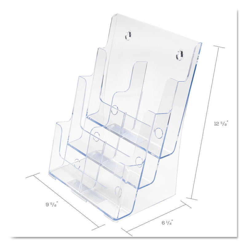 deflecto 6-Compartment DocuHolder, Leaflet Size, 9.63w x 6.25d x 12.63h, Clear