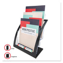 deflecto 3-Tier Literature Holder, Leaflet Size, 11.25w x 6.94d x 13.31h, Black