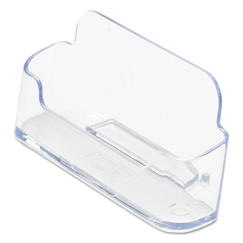 deflecto Horizontal Business Card Holder, Holds 50 Cards, 3.88 x 1.38 x 1.81, Plastic, Clear