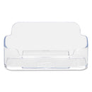deflecto Horizontal Business Card Holder, Holds 50 Cards, 3.88 x 1.38 x 1.81, Plastic, Clear