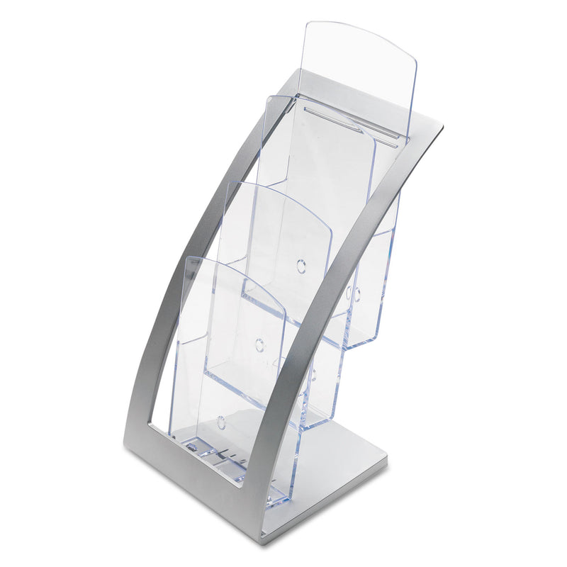 deflecto 3-Tier Literature Holder, Leaflet Size, 6.75w x 6.94d x 13.31h, Silver