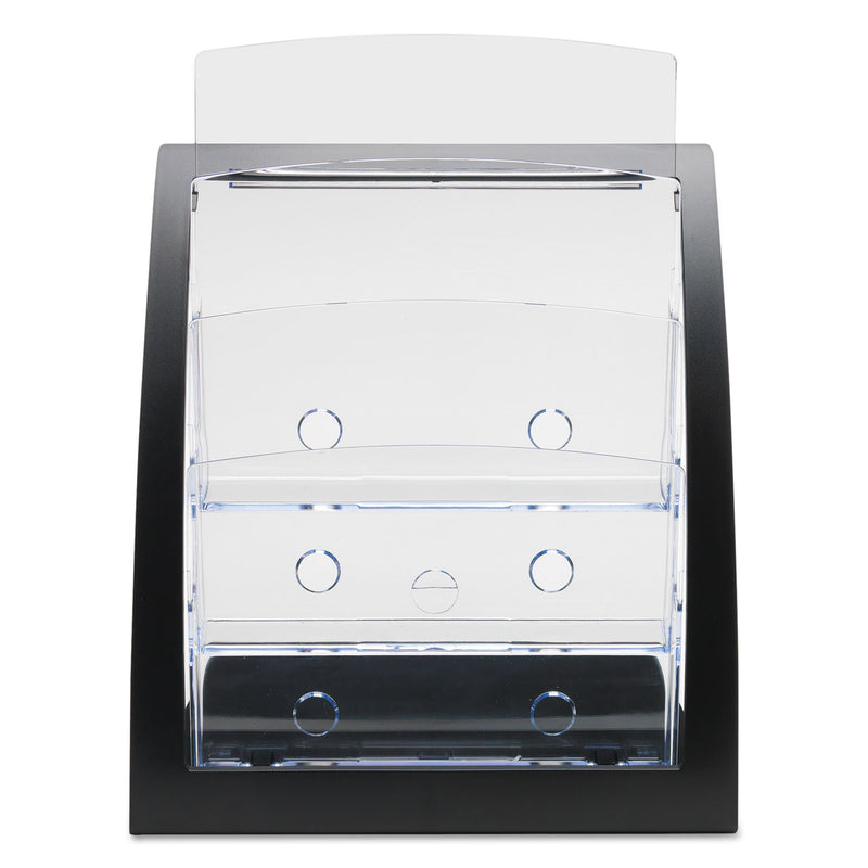 deflecto 3-Tier Literature Holder, Leaflet Size, 11.25w x 6.94d x 13.31h, Black