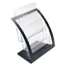 deflecto 3-Tier Literature Holder, Leaflet Size, 11.25w x 6.94d x 13.31h, Black