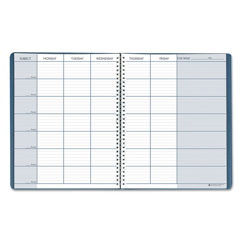 House of Doolittle Recycled Teacher's Planner, Weekly, Two-Page Spread (Seven Classes), 11 x 8.5, Blue Cover