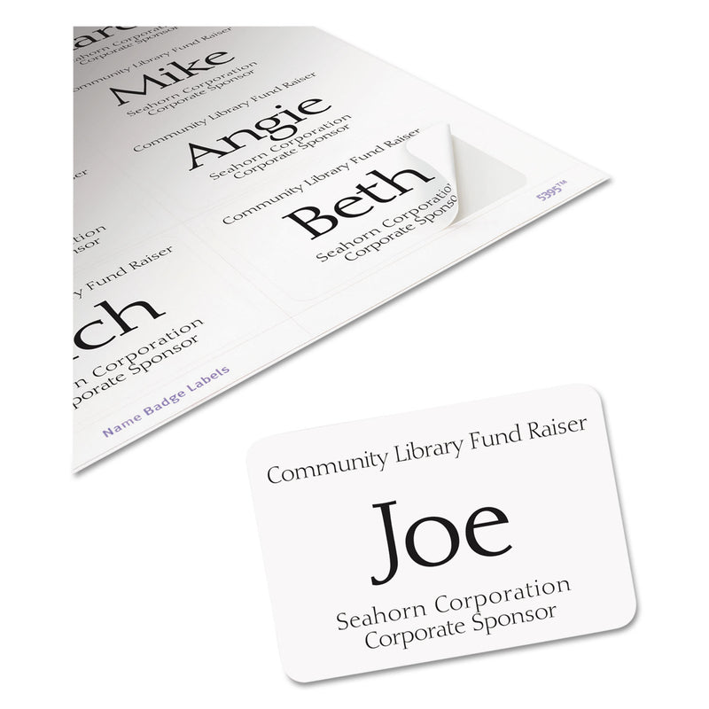 Avery Flexible Adhesive Name Badge Labels, 3.38 x 2.33, White, 400/Box