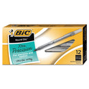 BIC Round Stic Xtra Precision Ballpoint Pen, Stick, Fine 0.8 mm, Black Ink, Smoke Barrel, Dozen
