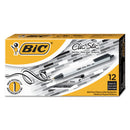 BIC Clic Stic Ballpoint Pen, Retractable, Medium 1 mm, Black Ink, White Barrel, Dozen