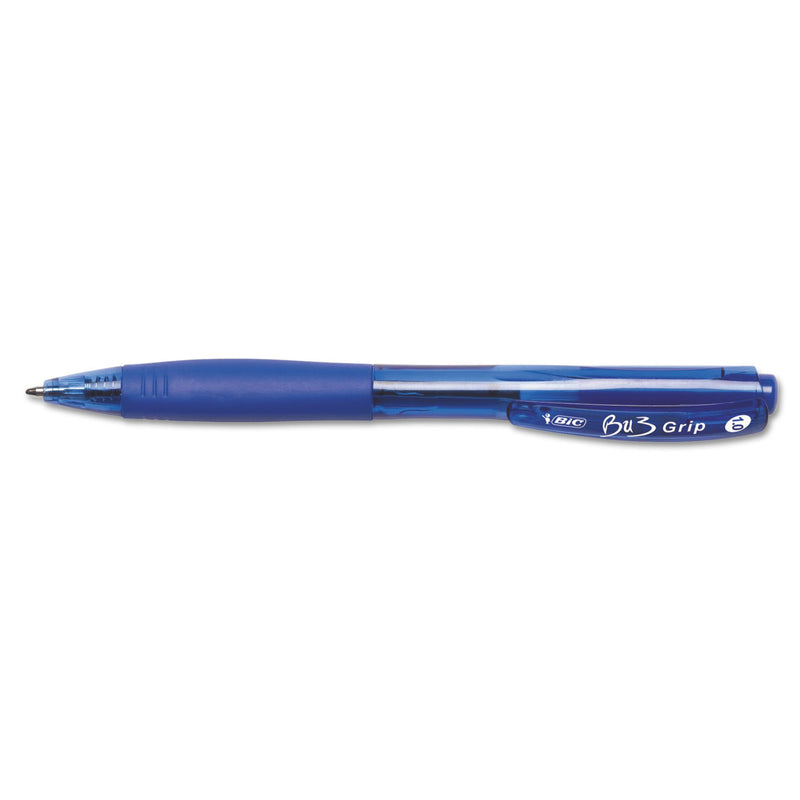 BIC BU3 Ballpoint Pen, Retractable, Bold 1 mm, Blue Ink, Blue Barrel, Dozen