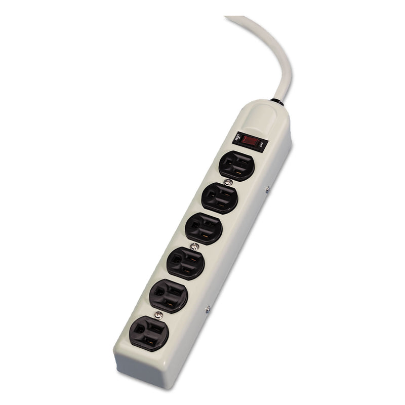 Fellowes Metal Power Strip, 6 Outlets, 6 ft Cord, Platinum