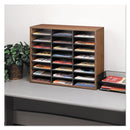 Fellowes Literature Organizer, 24 Letter Compartments, 29 x 11.88 x 23.44, Medium Oak