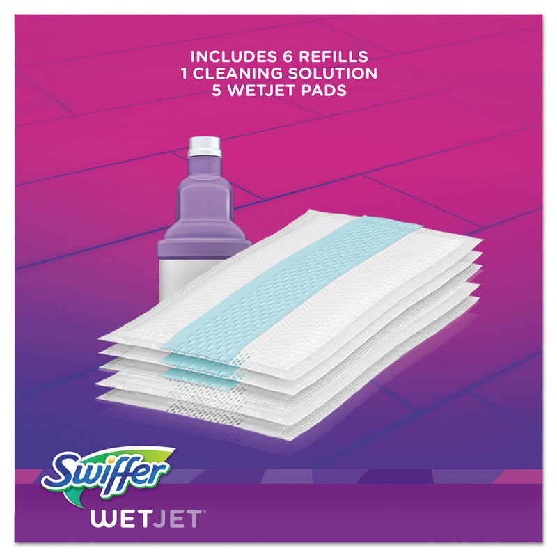 Swiffer WetJet Mop, 11 x 5 White Cloth Head, 46" Purple/Silver Aluminum/Plastic Handle, 2/Carton