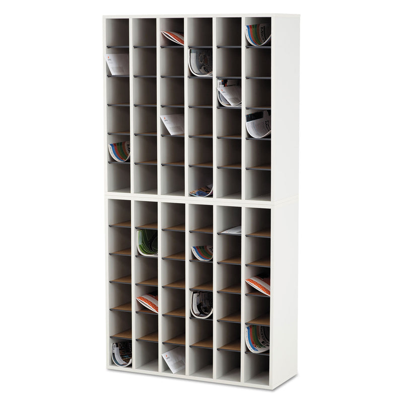 Safco Wood Mail Sorter with Adjustable Dividers, Stackable, 36 Compartments, 33.75 x 12 x 32.75, Gray