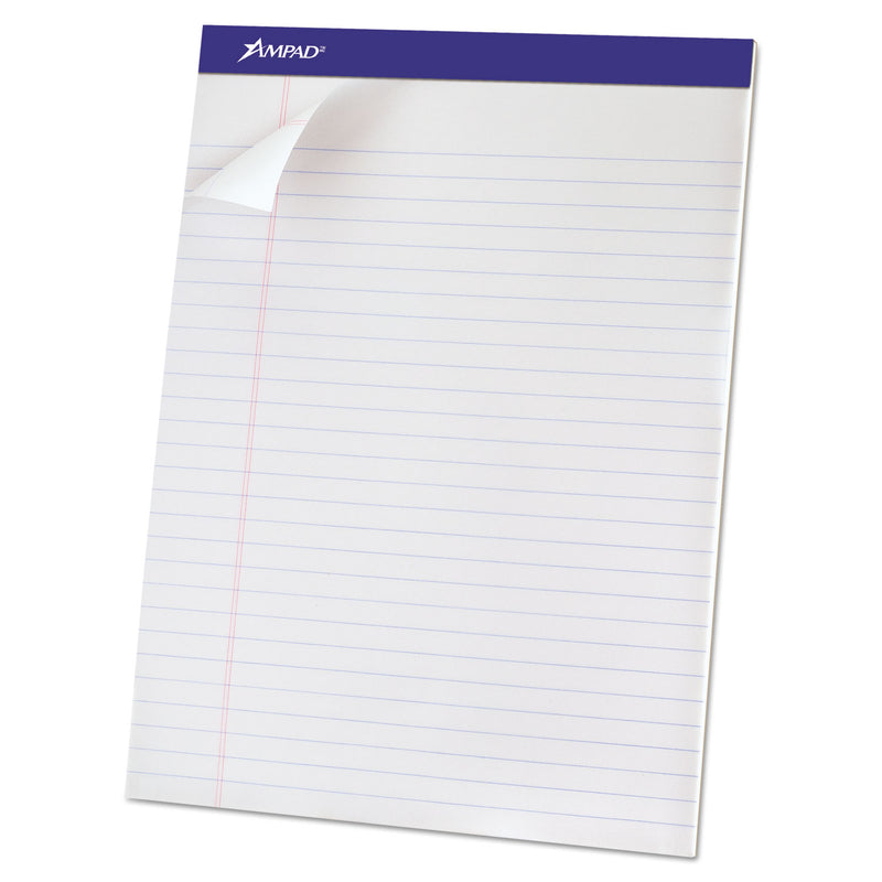 Ampad Perforated Writing Pads, Wide/Legal Rule, 50 White 8.5 x 11.75 Sheets, Dozen