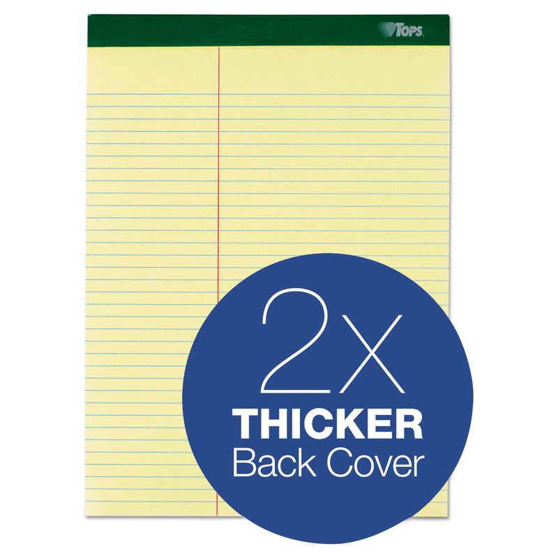 TOPS Double Docket Ruled Pads, Pitman Rule Variation (Offset Dividing Line - 3" Left), 100 Canary 8.5 x 11.75 Sheets, 6/Pack
