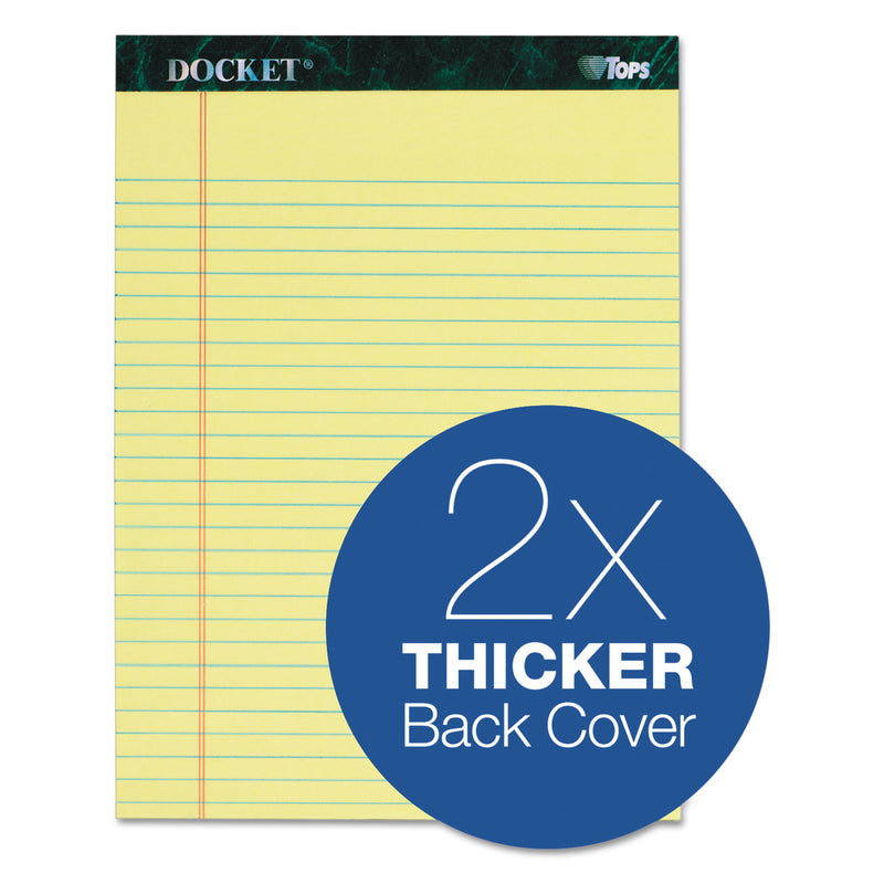 TOPS Docket Ruled Perforated Pads, Wide/Legal Rule, 50 Canary-Yellow 8.5 x 11.75 Sheets, 6/Pack