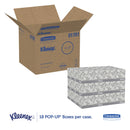 Kleenex Hand Towels, Pop-Up Box, Cloth, 1-Ply, 9 x 10.5, White, 120/Box, 18 Boxes/Carton