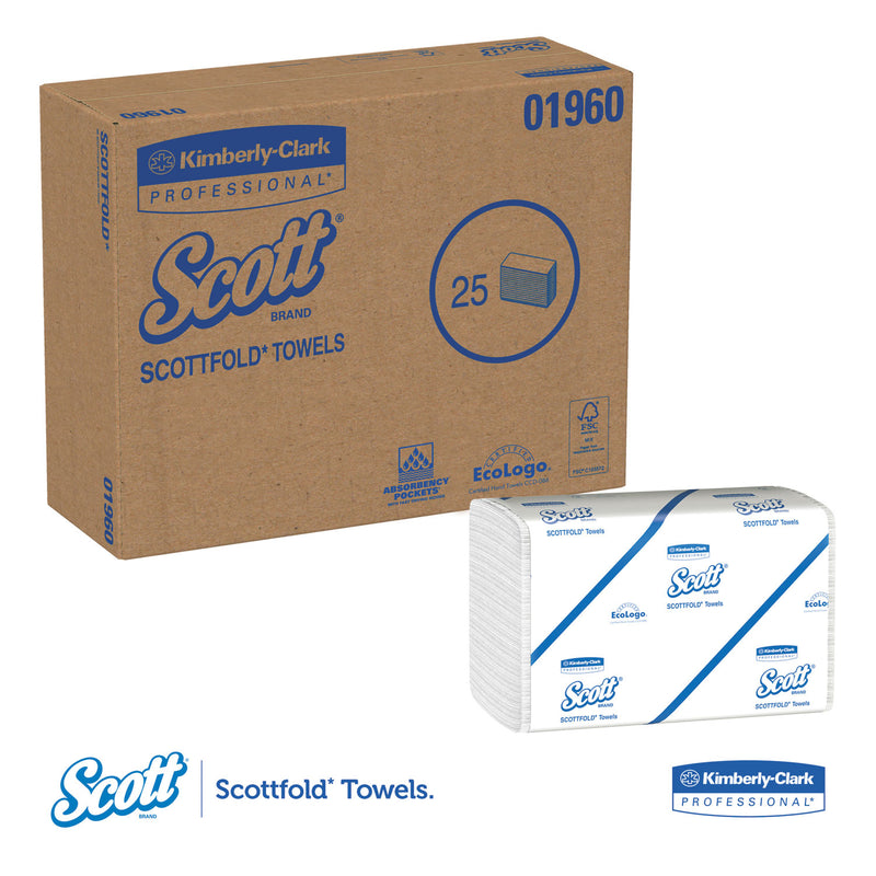 Scott Pro Scottfold Towels, 7.8 x 12.4, White, 175 Towels/Pack, 25 Packs/Carton