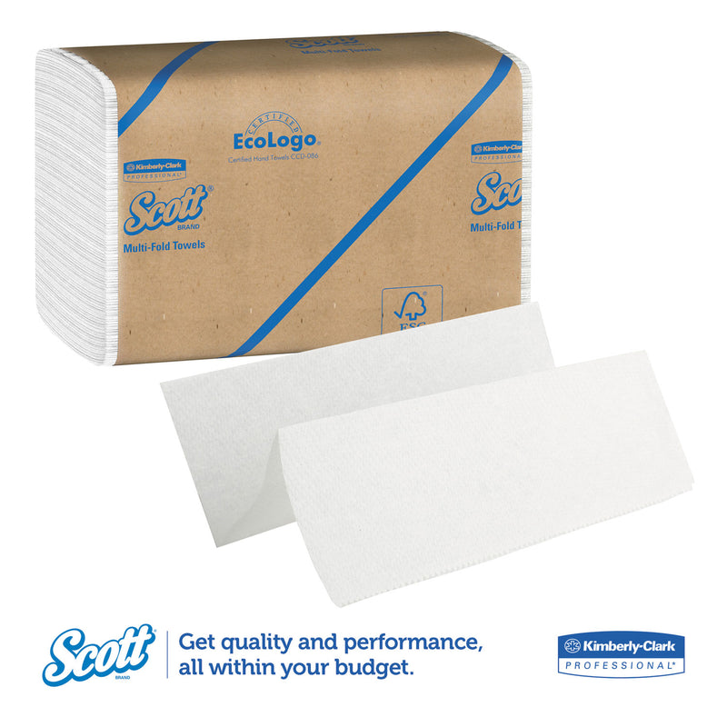 Scott Essential Multi-Fold Towels, Absorbency Pockets, 9.2 x 9.4, White, 250/Packs, 16 Pack/Carton