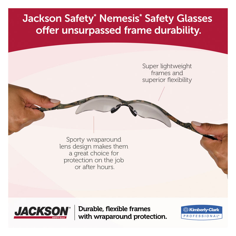 KleenGuard Nemesis Safety Glasses, Black Frame, Blue Mirror Lens
