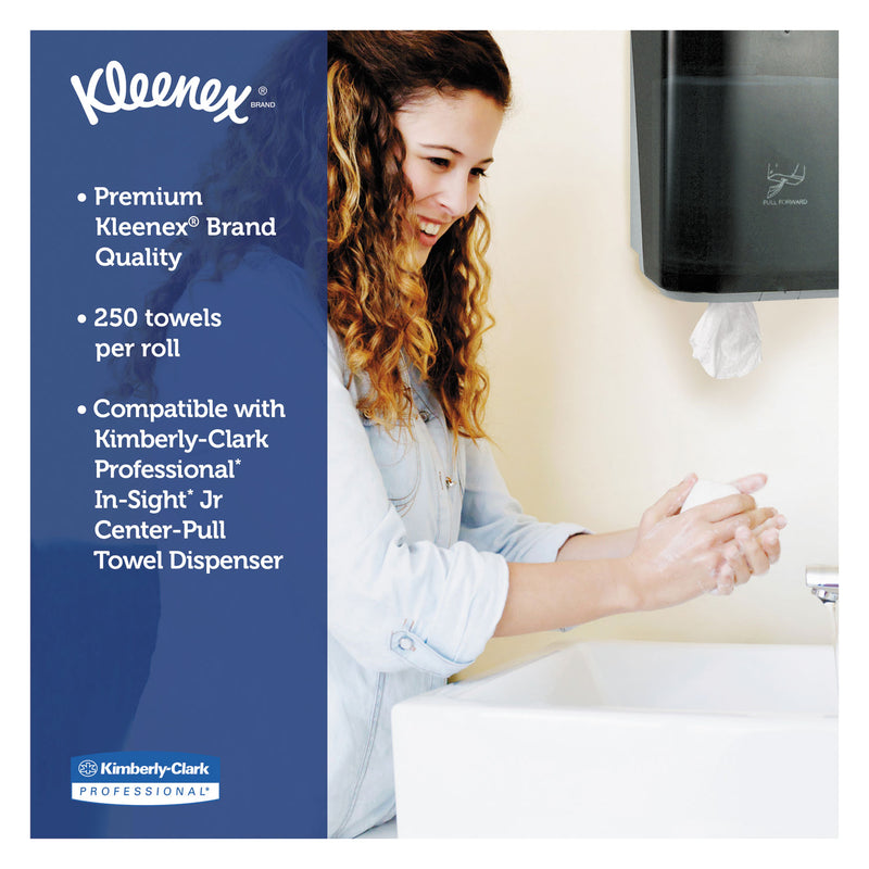Kleenex Premiere Center-Pull Towels, Perforated, 1-Ply, 8 x 15, White, 250/Roll, 4 Rolls/Carton