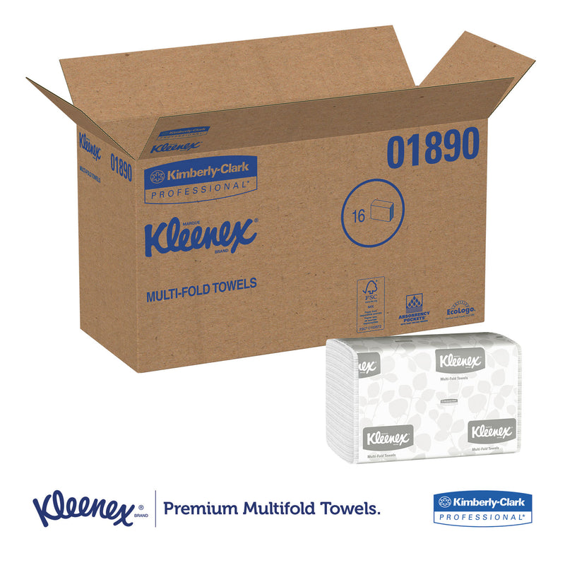 Kleenex Multi-Fold Paper Towels, 9.2 x 9.4, White, 150/Pack, 16 Packs/Carton