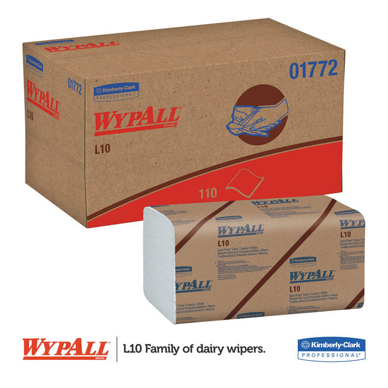 WypAll L10 SANI-PREP Dairy Towels, Banded, 2-Ply, 9.3 x 10.5, 200/Pack, 12 Packs/Carton