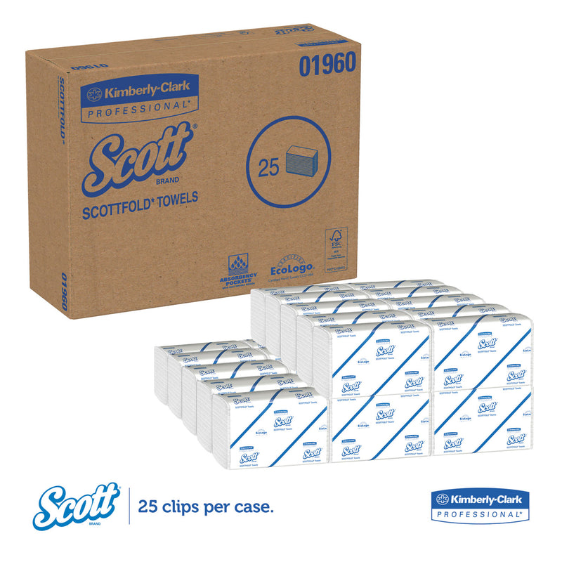 Scott Pro Scottfold Towels, 7.8 x 12.4, White, 175 Towels/Pack, 25 Packs/Carton