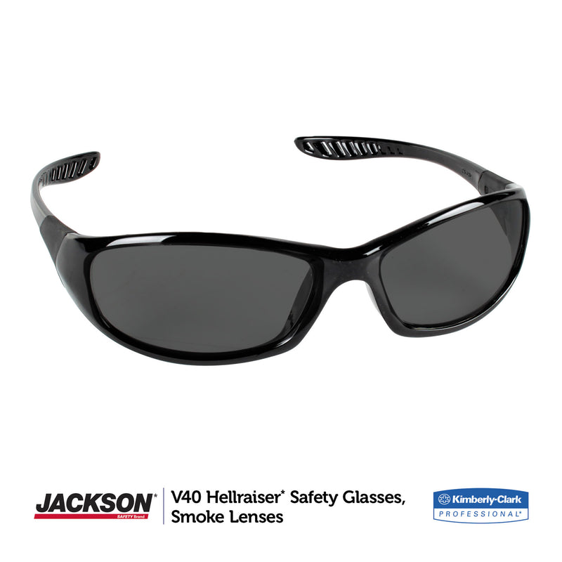 KleenGuard V40 HellRaiser Safety Glasses, Black Frame, Smoke Lens