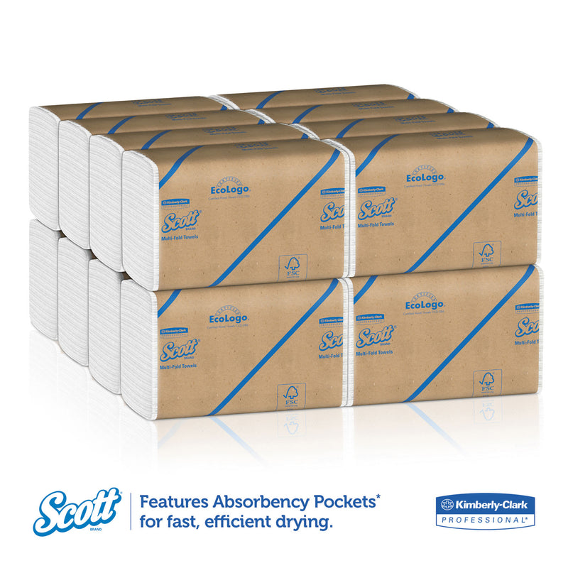 Scott Essential Multi-Fold Towels, Absorbency Pockets, 9.2 x 9.4, White, 250/Packs, 16 Pack/Carton