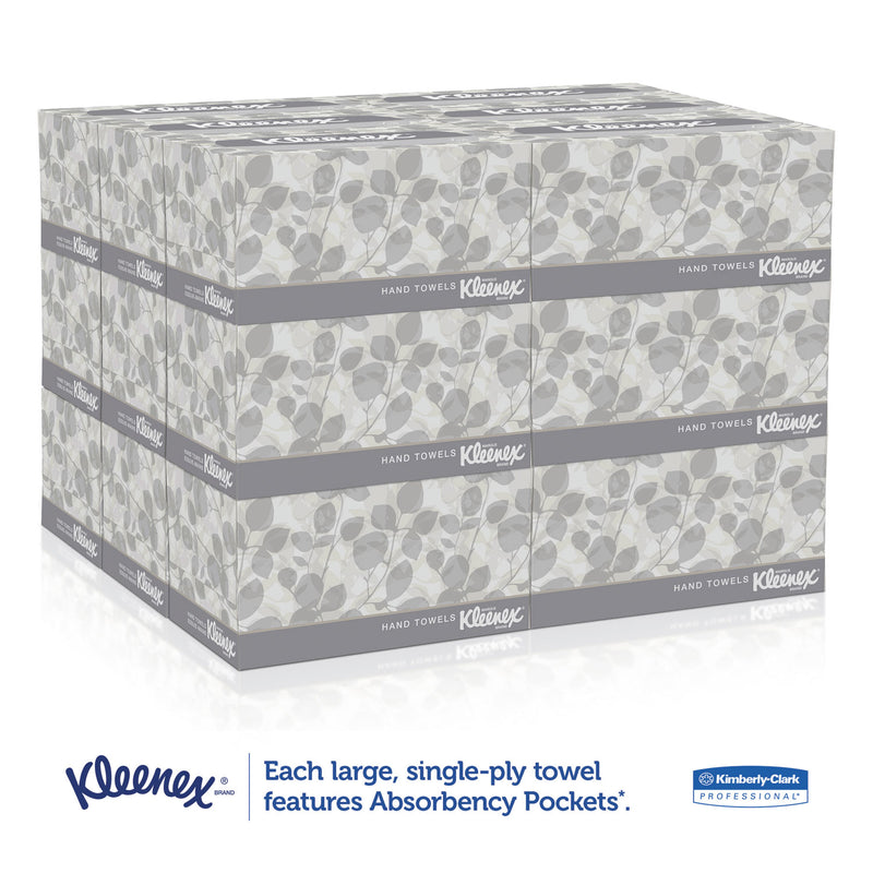 Kleenex Hand Towels, Pop-Up Box, Cloth, 1-Ply, 9 x 10.5, White, 120/Box, 18 Boxes/Carton